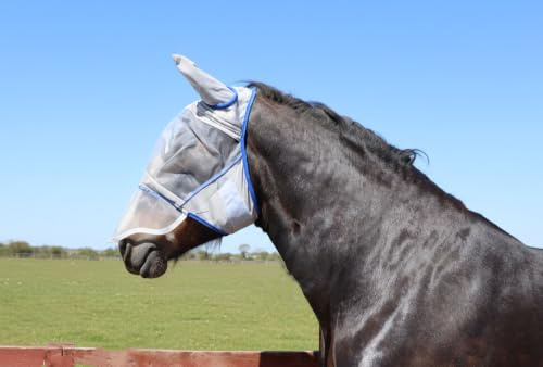 Ruggles Fly Mask for Heavy Horses - Shires Clydesdale Percheron etc | Available With Or Without Nose Guard | Excellent Protection from Flies and Insects (XX Full With Nose)