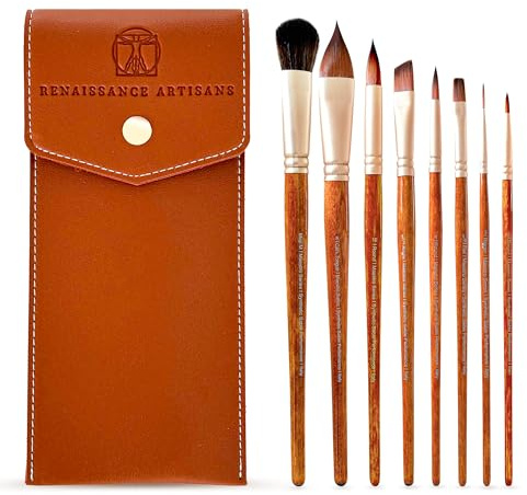 Maestro-Serie: Aquarell-Pinsel, 8 Stück, innovative synthetische Kolinsky-Sabel-Mischung, kompromisslose Qualität, hervorragende Farbtrage und widerstandsfähige Form