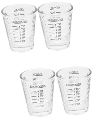 Amosfun 4 Pz coppa graduata in tazza da ufficio tazzine caffe bar bicchiere d'acqua misurino liquido bicchieri tazzine da espresso tazza per bevande da ufficio misurino di