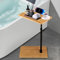 C Shaped Side End Table, Height Adjustable Couch Side End with 360° Swivel, Bamboo Bedside Under Sofa TV Tabletop Mobile Bedside Table, Modern Coffee Snack Table for Bedroom Bathtub Living Room