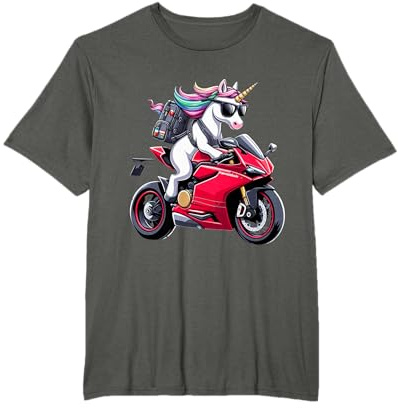 Licorne équitation d'une moto pour garçons, filles, hommes, femmes, enfants et adultes T-Shirt