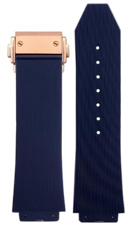 KDEGK FKM fluorosilikonarmband för HUBLOT BIG BANG Silikon 25 * 17mm 26 * 19mm Vattentät herrklockarmband Kedjeklocka Gummiarmband Armband(S Blue-rosegold,25-17mm)