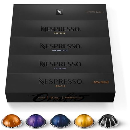 Nespresso Vertuo - Assortiment Format Espresso - 50 Capsules Café | Compatible avec les machines Nespresso Vertuo - Sélection de 5 variétés pour préparation Espresso 40 ml