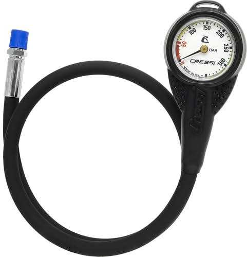 Cressi Mini SPG W/Rubber Housing Vale 300 C White (Bar) - Mini manomètre avec Coque en Caoutchouc et Fouet HP, Blanc, Taille Unique, Unisex
