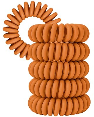 Specora Coletero en espiral naranja, paquete de 5 unidades – 4 cm – TPU – Cable telefónico – sin tirones ni enredos – Elástico, sin huellas, no daña el cabello