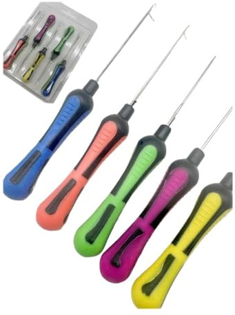 FACAIIO Juego de agujas Boilie de acero al carbono para pesca de carpas, con 5 piezas, herramientas de cuerda para pellets, carne, cebo, maíz, morado, verde, amarillo, rojo y azul