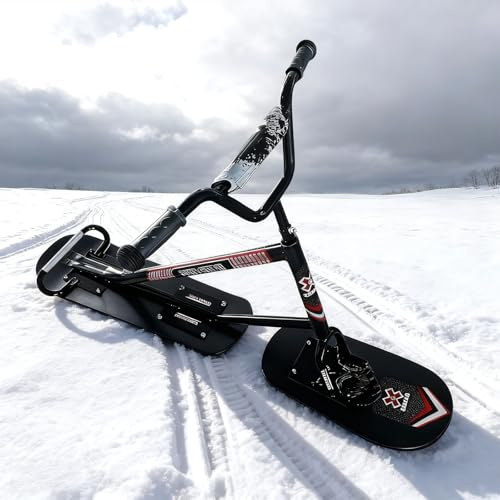 Slitta sulla Neve a Doppio Sci per Adulti & Adolescenti – Domina Ogni Neve con Sci Posteriori Rotanti 360°, Telaio in Alluminio & Legno d'Acero per Avventure da Piste Battute al Backcountry