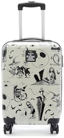 Disney Store Official Tim Burton's The Nightmare Before Christmas Hard Shell Rolling Luggage, Jack Skellington Design, 56cm Height and 35cm Width, Durable Suitcase for Travel