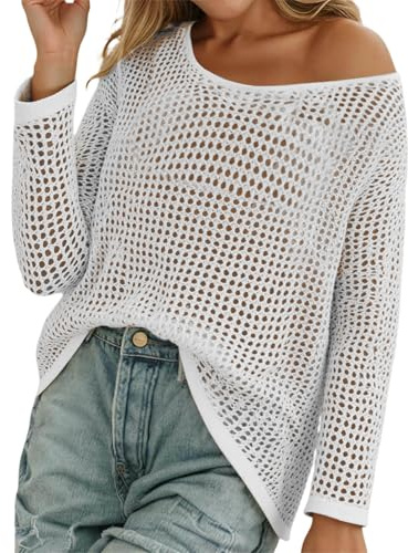 Générique Top Crochet Femme Ete Cover Up Col Rond Manches Courtes Tunique Hollow Out Tricot