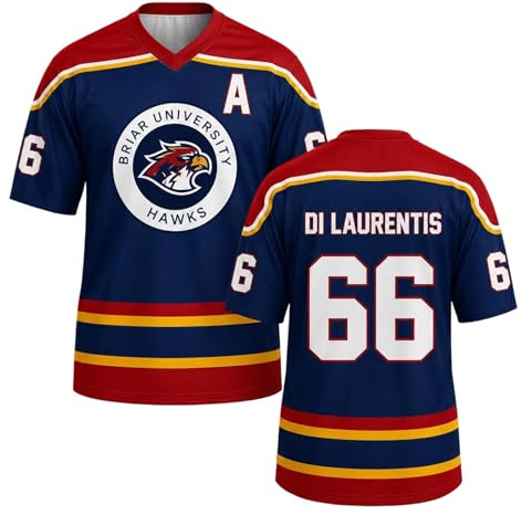 Maillot De Hockey Grahams 44 Col V Sweatshirt Universitaire Uniforme de Hockey sur Glace Comfort Casual T-Shirt Manches Courtes Sport Training Clothing pour Les Fans Bleu L