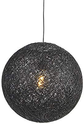 Qazqa - Modern Design-Hängeleuchte schwarz Kugel 45cm - Corda I Wohnzimmer I Schlafzimmer - Papier I Tau Rund I Kugel I Kugelförmig - LED geeignet E27