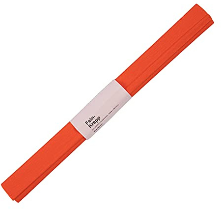 folia 820108 - Krepppapier, 10 Rollen in reinorange, jede Rolle ca. 50 x 250 cm, 32 g/m², sehr elastisches und dünnes Papier, mit einer unebenen und rauen Oberfläche
