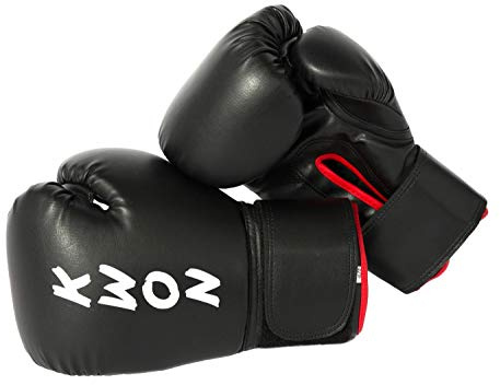 KWON Kunstleder Boxhandschuhe Training für professionelle Boxer - Dauerhafte Kickboxhandschuhe für Training und Wettkampf - Boxhandschuh für Sparring, Muay Thai - Schwarz, 10 oz