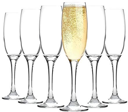 Argon Tableware 24 flûtes à champagne de 220 ml - Gamme classique - Style moderne, passe au lave-vaisselle, flûtes à boire en verre pour champagne, prosecco, vin mousseux