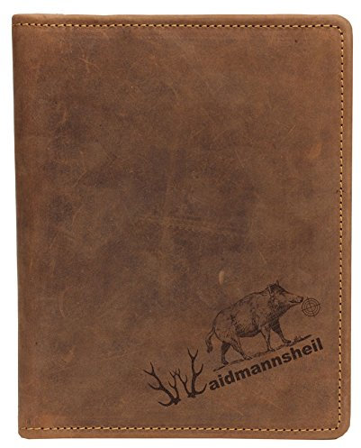 Greenburry Leder-Organizer mit Waidmannsheil Motiv I Schreibmappe DIN A5 Jagdschein-Etui mit Jagd Motiv I Ledermappe I das perfekte Geschenk für Jäger