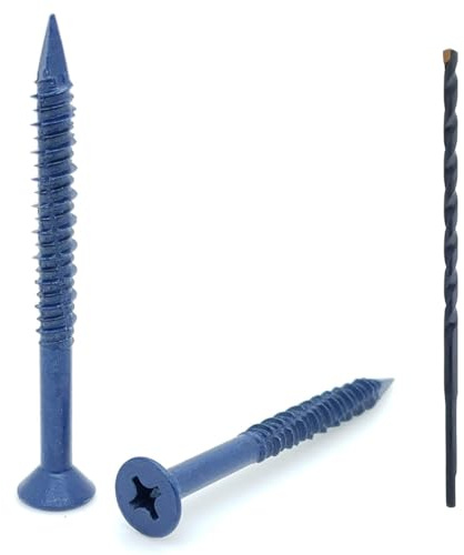 100 Qty 1/4 x 2-3/4 Flat Head Phillips Diamond Tip Concrete Screws to Anchor Masonry, Block & Brick (BCP495)