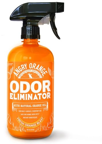 ANGRY ORANGE Pet Odor Eliminator for Dog and Cat Urine, Carpet Stains, and Strong Smells – Citrus Cleaner with Natural Orange Oil – 24 oz