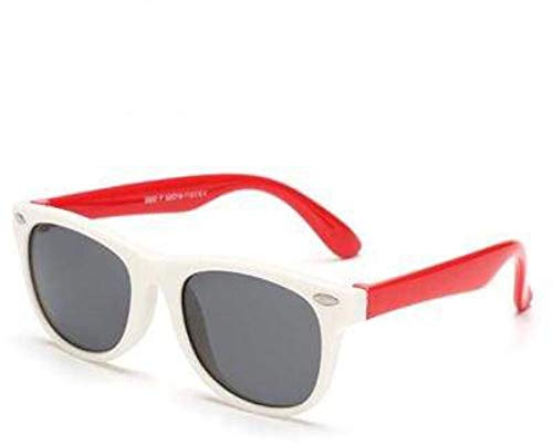 Boolavard Lunettes de soleil flexibles pour enfants Polarisées Enfant Bébé Protection Revêtement Lunettes de soleil UV400 Lunettes (Blanc Rouge)