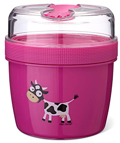 Carl Oscar Pequeña Caja de Dos Piezas Bento Box La Caja de Dos Piezas con Bolsa de Hielo Mantiene Varias Horas fría, Incl. Cubiertos, en Rosa Ø 11,7 x 12,9 cm, 0,6 L + 0,3 L