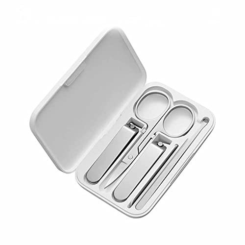 Xiaomi Mijia - Set tagliaunghie in acciaio inox con assorbimento magnetico, include tosaerba, cura pedicure, stuzzicadoli, lima per unghie, scatola di immagazzinaggio
