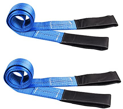 CarBole 1.8m x 5cm Sling Lifting with Flat Loop, 2 Pack Strong Heavy Duty Duplex Polyester Sangbing Lift Sling Strap Strop, Max Breaking Strength 9000lbs, Working Charge 3000lbs (Blue)