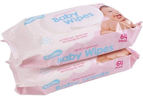 128x Lightly Scented Baby Wipes, Alcohol Free Fragranced Newborn Gentle Skin Cleaning Nappy Changing Hygiene