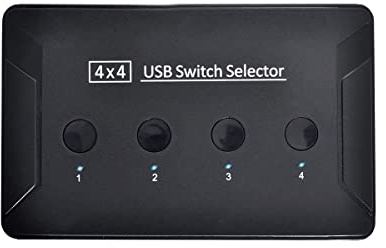 Cablecc KVM USB 3.0 Switch Selector de 4 puertos PC que comparten 4 dispositivos para teclado y mouse y escáner de impresora