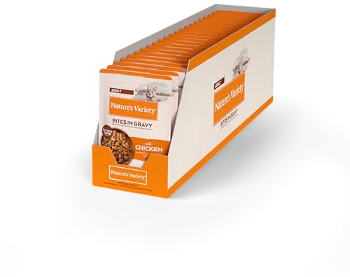 Nature's Variety Bocaditos en salsa, Comida húmeda para gatos con Pollo: 22 bolsitas de 85g