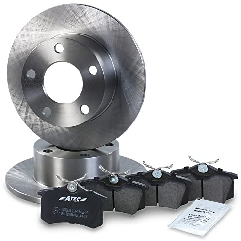 ATEC GERMANY Juego de frenos eje trasero incl. discos de freno Ø 245 mm completo + pastillas de freno trasero Compatible con AUDI A6 C5 (4B2) (4B5), SKODA SUPERB 1 (3U4), VW PASSAT B5, PASSAT B5.5