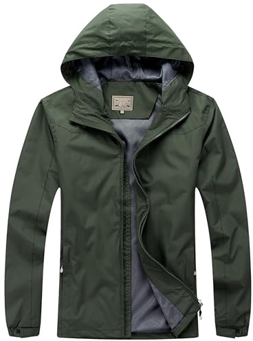 Blu Apparel Mens Waterproof Rain Jacket Premium Branded Walking Hiking Everyday wear Jacket Windproof (UK, Alpha, XL, Regular, Regular, Green)