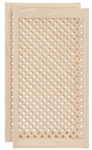 vidaXL Schranktüren 2 Stk., Schranktür mit Gitter-Design, Multifunktional Holztür mit offenen Lamellen, Lamellentür Möbel Tür, 49,5x39,5 cm Massivholz Kiefer