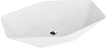 LAVITA Aufsatzwaschtisch Sovena Aufsatzwaschbecken Asymmetrisch Waschbecken ohne Überlauf und Hahnloch Aus hochwertigem Porzellan Waschtisch modernes Badkeramik Waschplatz 56,5x36,5x12 cm Weiß Glanz