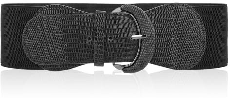 Amaxiu Damen Breiter Elastischer Taillengürtel,Verstellbarer Stretch Gürtel Vintage Klobiger Bund Modischer Dehnbarer Cinch Gürtel für Kleider Jeans(Schwarz)