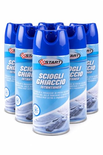 START Spray Deghiacciante Sbrinante per Parabrezza Auto 400 ml – Scioglie Ghiaccio Istantaneamente – Detergente Antigelo – Confezione da 6