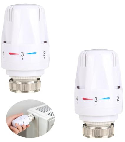 XCWTBL Thermostatkopf,2 Stück Heizungsthermostat Heizkörperthermostat Thermostatkopf Heizungsregler, Thermostat Heizung Für Thread M30 X 1.5, Frostschutz- Und Einstellfunktionen,Für Büro Zuhause