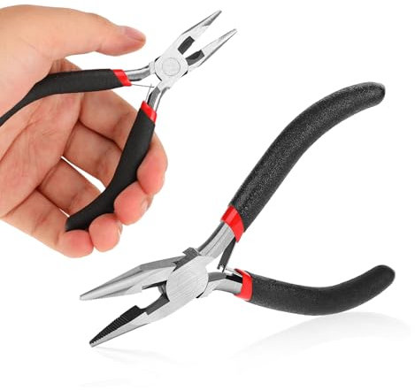 ZEYIYER Alicates puntiagudos, herramienta multifuncional, alicates planos, alicates de joyería, alicates de punta y alicates para joyas, cortador de alambre para pelar, cortar cables, crimpar, mini