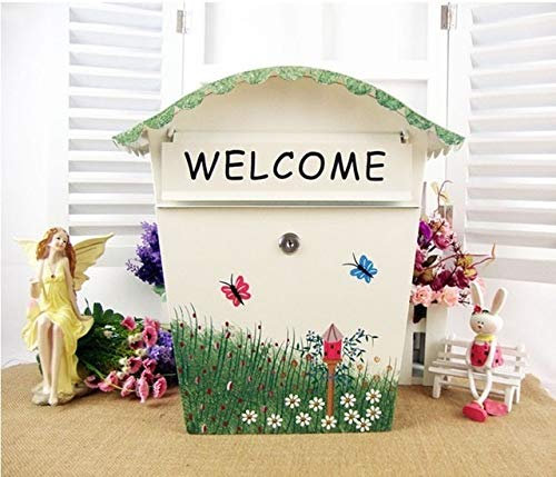NSTVVEE Cassetta Postale da Giardino, in Ferro, per Esterni, per giornali, alla Moda, per Lettere, da Parete, Decorazione per la casa