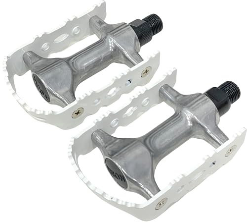 Par de Pedales de Aluminio y Eje de Cromo para Bicicleta Clasica Retro Vintage Ciudad MTB Trekking y Touring Color Blanco 51VN002