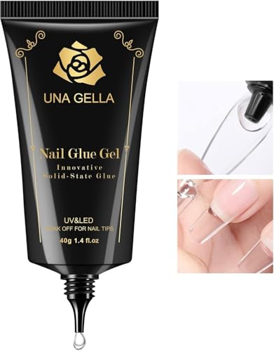 UNA GELLA Colle Faux Ongles Gel Solide 40ml – Super Forte, UV/LED, Soak Off, Pour Capsules, Ongles Acryliques, Extensions & Press On Nails