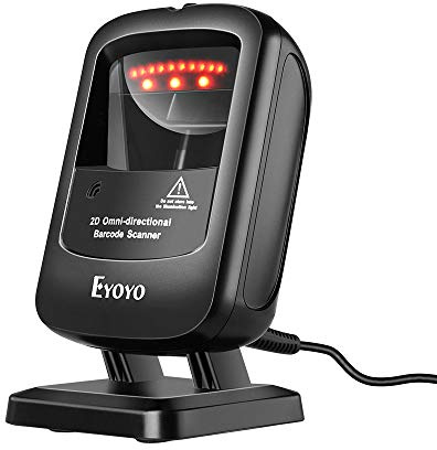 Eyoyo 1D QR Desktop Barcode Scanner, Omnidirectional Hands-Free USB Wired Barcode Reader, Capture Barcodes from Mobile Phone Screen, Automatic Image Sensing for Supermarket Library Retail Store