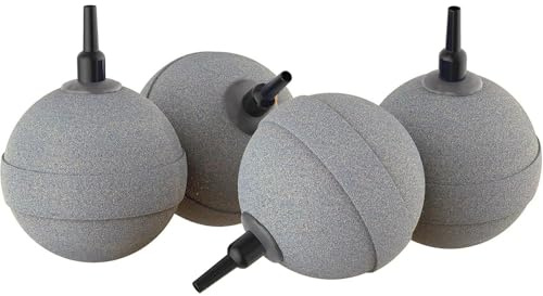 SLOCME Bolas de piedra de aire de acuario de 2 pulgadas, paquete de 4 – aireador de burbujas finas difusores de oxígeno para peceras, hidroponía, estanques y sistemas DWC