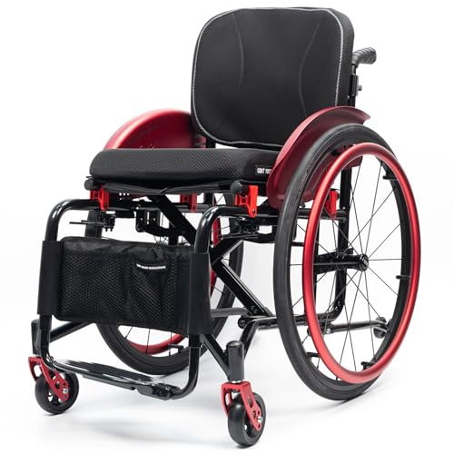 Silla de ruedas deportiva plegable para adultos y personas mayores, solución ligera de movilidad de viaje