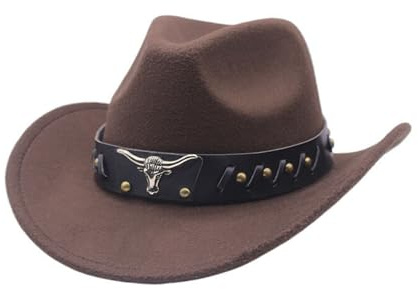 Générique Chapeau Cowboy Denim et Cuir pour Femmes et Hommes Style Occidental Rétro avec Boucle de Ceinture Large Bord pour Ranch, Fêtes et Tenue Western