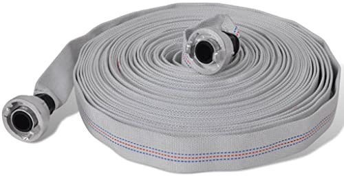 GeenYuu Brandslang platt slang 30 m 1 tum D-Storz-kopplingar av polyester med PVC-foder, aluminiumlegering, flexibel för vattenledning, sanitär installation, förlängning, reparation