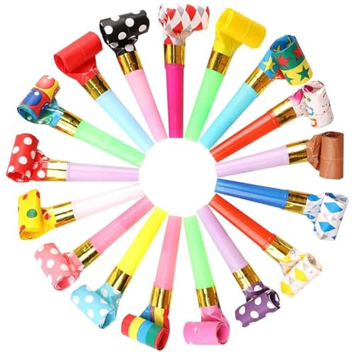 30 Pcs Party Blowers,Party Blowers Whistles for Kids Adults Horn Poppers | Colourful Noise Toy Noisemakers Accessories for Birthday Anniversary Masquerade Wedding Graduation Christmas Supplies Funny