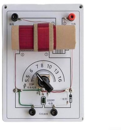Crystal Radio Kit for DIY with Detector and Measuring Head Made of Metal for Physics Experiments and Electronics Learning as Retro for Decorative Gift Silver (B)