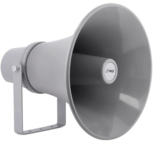 Pyle Altavoz de bocina PA, 28cms, Compacto, para Interiores y Exteriores, Impedancia de 16 ohmios, Potencia de 30V, Montaje para Sistema de Audio 70V
