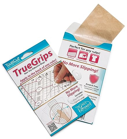 TrueCut TrueGrips Non-Slip Ruler Grips for Quilting Rulers | No-Slip Quilt Ruler Grip Dots | Quilting Supplies for Accurate Cuts