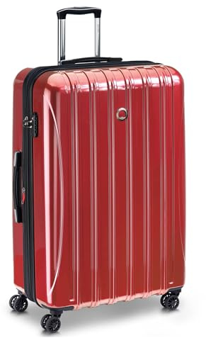 DELSEY Paris Helium Aero Hardside Expandable Luggage with Spinner Wheels, Brick Red, Checked-Large