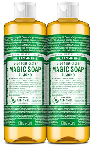 Dr. Bronner's Almond Pure-Castile Liquid Soap, Body Wash, 16 oz, 2-Pack